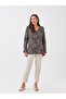 V-Neck Patterned Long Sleeve Women's Blouse - 3