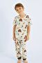 Gray Boy's 100% Cotton Teddy Bear Animal Printed Crew Neck Pajama Set 25110153