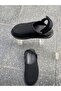 Unisex Black Outer Material Skin Leather Banded Slippers - 4