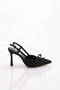 6703 Women's Back Tie Stone Heeled Evening Dress Shoes