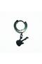 Steel Hoop Earrings with Guitar Figure