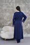 Women's Navy Blue Lace Maternity Sleepwear Set - 3