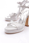 Women's Thick Heeled Evening Dress Shoes Silver Crocodile 41183564 - 4