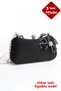 Women's Evening Dress Bag Black Satin Bow Hand, Arm Shoulder Bag Zircon Stone Special Design