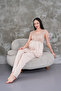 Women's Beige Lace Maternity Maternity Dressing Gown Pajama Set - 3