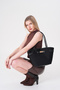 Black Women's Belted Gold Buckle Magnet Closure Hand and Shoulder Bag Gc020900 - 3