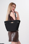 Black Women's Belted Gold Buckle Magnet Closure Hand and Shoulder Bag Gc020900