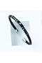 Jewelled Braided Leather Steel Bracelet - 3