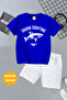 Basketball Dinosaur and Shark Printed 2 Pcs Summer T-Shirt-Shorts Kids Set - 2