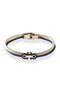 Braided Straw Gold Leather Steel Bracelet