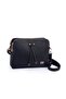 Women's Stylish Three-Compartment Crossbody Bag with Adjustable Strap, Black Embossed - 3