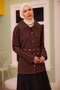 Women's gold button and belt detailed shirt brown - 3