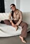 Women's Camel Striped Pocket Shirt Mg2345 - 2