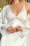 5344 Women's Satin Nightgown Dressing Gown Set-Ecru - 2