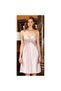 3126 Dowry Silk Satin Lace Double Short Nightgown Dressing Gown Set - Powder - 2