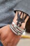 3-Piece Braided Roman Numeral Handcuff Steel Men's Bracelet Ep44 - 3