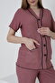 Short Sleeve Maternity and Maternity Sleepwear Set with Buttoned Front Sleeves and Ruffle Detail - 5