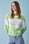Payne Women's Crew Neck Oversize White / Pistachio Green Sweatshirt - 4