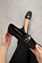Women's Black Leather Ballerinas - 4