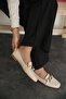 Women's Beige Leather Ballerinas - 2