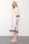 Side Slit Embroidery Poplin Dress Beige-Cobalt Blue 9291-E - 6