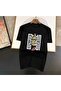 Maze Bottle Printed Men's Cotton Combed Crew Neck Black T-Shirt
