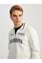 Half Zipper Embroidered Long Sleeve Sweatshirt - 2
