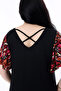 Back Lace-Up and Low-Cut Round Neck Print Short Sleeve Pocket Color-Blocking Fit Stretchy Long Dress - 6