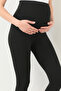 Black Raised Adjustable Waist High Waist Maternity Leggings - 3