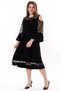 Round Neck Chest Skirt and Sleeve Lace Detail Long Flounced Sleeve Flexible Midi Dress with Shoulder Window - 3
