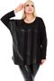 Round Boat Neck Long Sleeve Front With Stone Tooling Detail Comfortable Flowing Flexible Plastering Leather Look Blouse - 4