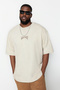 Büyük Beden Taş Oversize/Geniş Kesim %100 Pamuklu T-Shirt TMNSS25BF00008 - 2