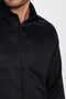 Men's Regular Fit Classic Cut Cotton Single Pocket Dobby Black Shirt - 4