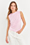 Women's Pink Drawstring Blouse Yz625 - 4