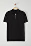 Black Large Size Oversize/Wide Cut Textured Polo Collar T-Shirt Tmnss25Bp00006 - 3