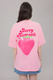 Açık Pembe %100 Pamuk Oversize/Geniş Kalıp Ön Arka Baskılı  Örme T-Shirt TWOSS25TS00077 - 4