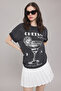 Antrasit Kalın Pamuklu Yıkamalı Baskılı Oversize/Geniş Kalıp Örme T-shirt TWOSS25TS00103 - 2
