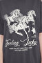 Antrasit %100 Pamuk Oversize/Geniş Kalıp Baskılı  Örme T-Shirt TWOSS25TS00075 - 3