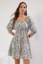 Multicolor Floral Skater/Flared from the Waist Back Detail Mini Woven Dress TWOSS22EL1107