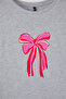 Gri-Pembe Fiyonk/Kurdele Desenli 2'li Paket Örme Gecelik TBBSS25CH00008 - 3