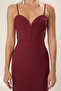 Bordo Straplez Dokuma Uzun Şık Abiye Gece Mezuiyet Elbisesi TPRSS25AE00098 - 3