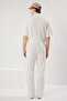 Ecru Wide Leg/Wide Cut Textured Sweatpants - 4