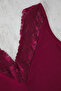 Bordo V Yaka Dantelli Örme Pijama Takımı TBBSS25AI00111 - 4