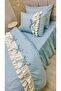 Single fitted sheet with fitted skirt and ruffles, duvet cover and two pillows - 2