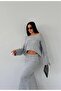 Madonna Collar Women's Knitting Long Skirt Suit - 5