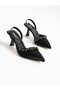 Divine Black Black Stone Detailed Heeled Women's Shoes - 2