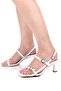Minifilar White Patent Leather Sandals Three-Strap Heeled Shoes - 5