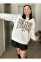 Snake Printed Oversized Sweatshirt Without Rhinestone