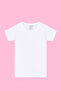 Girl's Undershirt T-Shirt Short Sleeve White 100% Cotton Rib