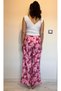 Pink Floral Print Women's Trousers - Plaszo Pants - 5